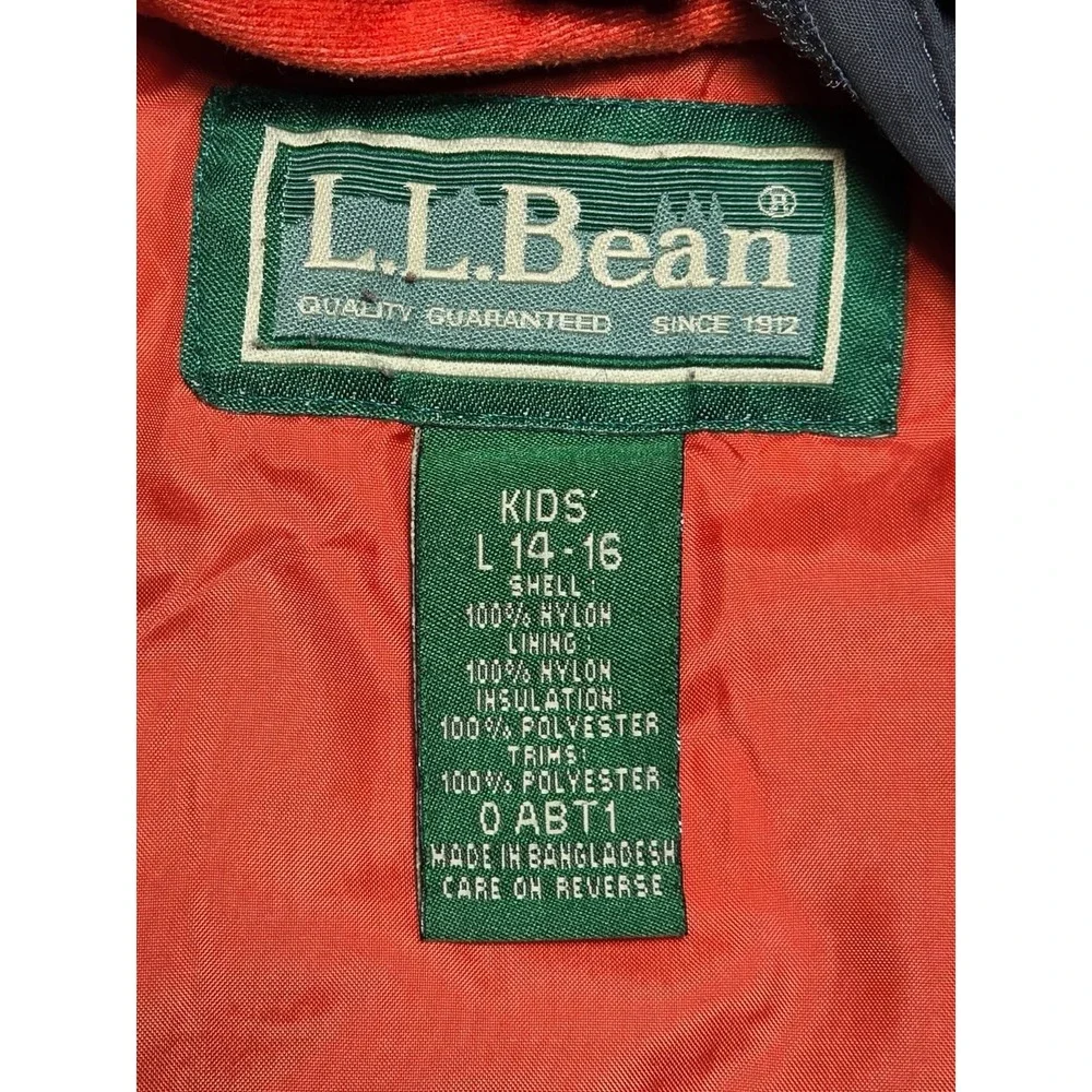 LL Bean Youth Ski Coat Jacket Thinsulate‎ Hooded Large 14/16 Red Gray